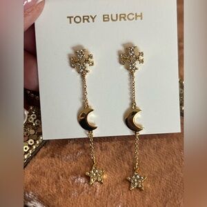 Tory Burch Gold Moon and Star Drop Earrings